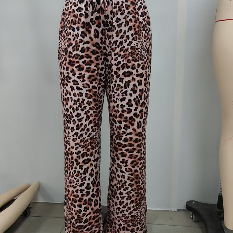 🐆 Bold Yet Effortless | Women’s Leopard Print Straight-Leg Wide Pants