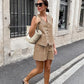 Women’s Casual Sleeveless V-Neck Top & Shorts Two-Piece Set