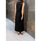Women's Solid Color Button Side Split Sleeveless Dress