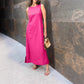 Women's Solid Color Button Side Split Sleeveless Dress