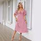 Bowknot V-Neck Pleated Long Dress