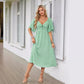 Bowknot V-Neck Pleated Long Dress