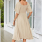 Bowknot V-Neck Pleated Long Dress
