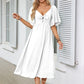 Bowknot V-Neck Pleated Long Dress