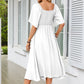 Bowknot V-Neck Pleated Long Dress