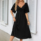 Bowknot V-Neck Pleated Long Dress