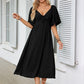 Bowknot V-Neck Pleated Long Dress