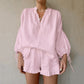 Women's Breathable Elegant Loose-Fit Puff Sleeve 2-Piece Set