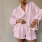Women's Breathable Elegant Loose-Fit Puff Sleeve 2-Piece Set