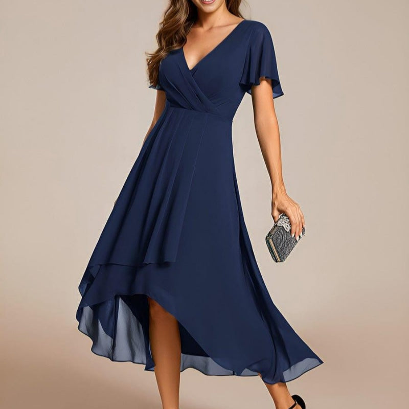 💗Summer Specials💗Women's Elegant V-Neck Ruffled Short Sleeve Dress