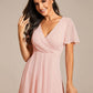 💗Summer Specials💗Women's Elegant V-Neck Ruffled Short Sleeve Dress