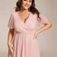💗Summer Specials💗Women's Elegant V-Neck Ruffled Short Sleeve Dress