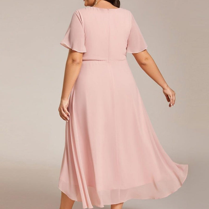 💗Summer Specials💗Women's Elegant V-Neck Ruffled Short Sleeve Dress