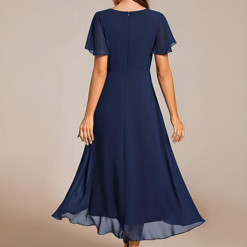 💗Summer Specials💗Women's Elegant V-Neck Ruffled Short Sleeve Dress
