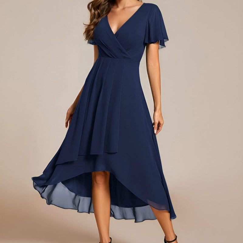 💗Summer Specials💗Women's Elegant V-Neck Ruffled Short Sleeve Dress