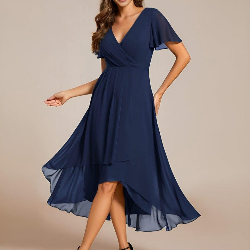 💗Summer Specials💗Women's Elegant V-Neck Ruffled Short Sleeve Dress