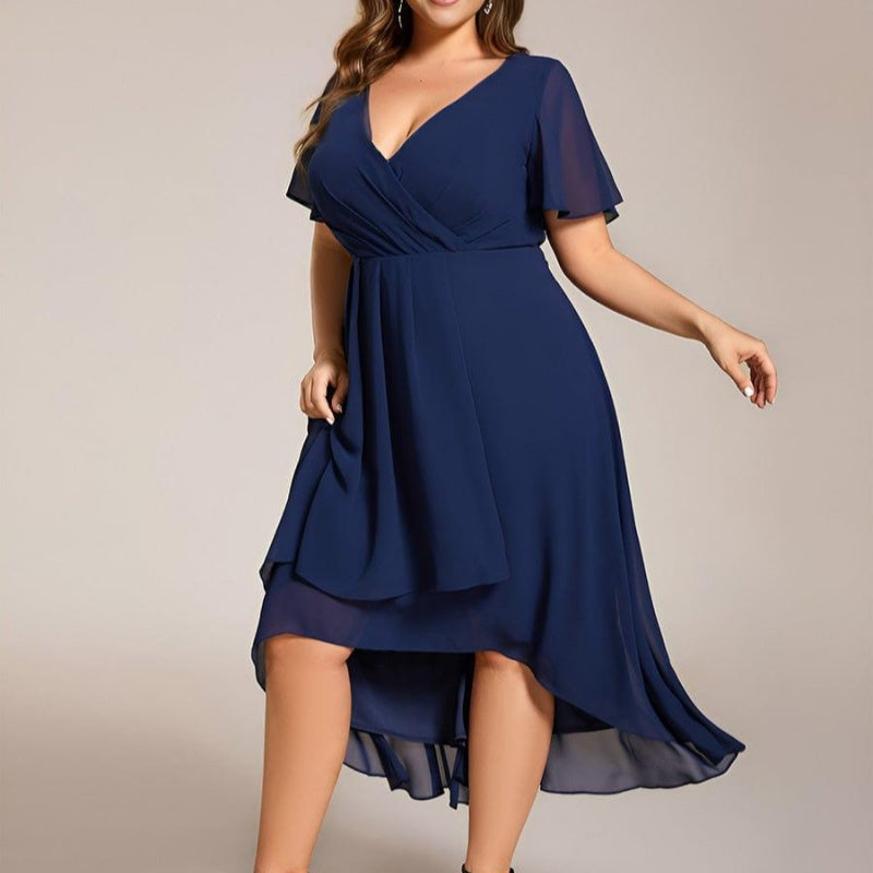 💗Summer Specials💗Women's Elegant V-Neck Ruffled Short Sleeve Dress