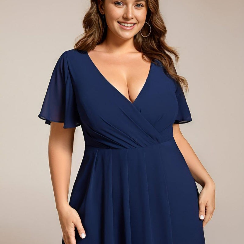 💗Summer Specials💗Women's Elegant V-Neck Ruffled Short Sleeve Dress