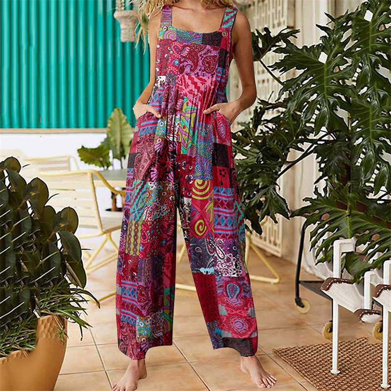 🌼 Flowy, Fun & Totally You! Women’s Printed Wide-Leg Overalls
