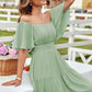 Women's Elegant Solid Square Neck Flowy Dress