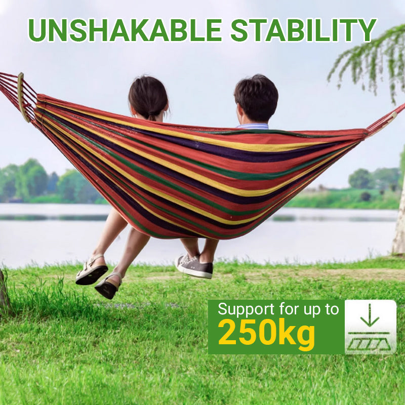 🔥Limited-time offer-Reinforced & Multi-Person Striped Hammock