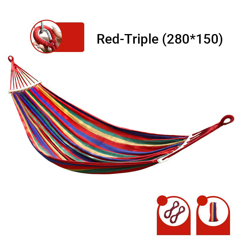 🔥Limited-time offer-Reinforced & Multi-Person Striped Hammock