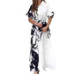 Women's Printed Color-Block Shirt Dress