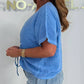 Women's Casual V-Neck Tie Front Short Sleeve Top