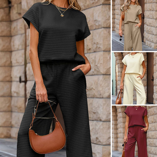 🎉Summer Fashion-50% Off⌛Women's Casual Pullover Tops & Wide Leg Pants Set
