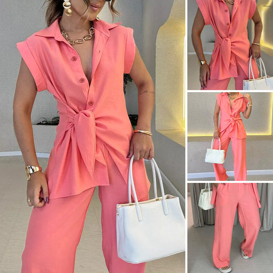 ⏳Time-limited Special⏰Elegant Waisted Top & Casual Pants Set