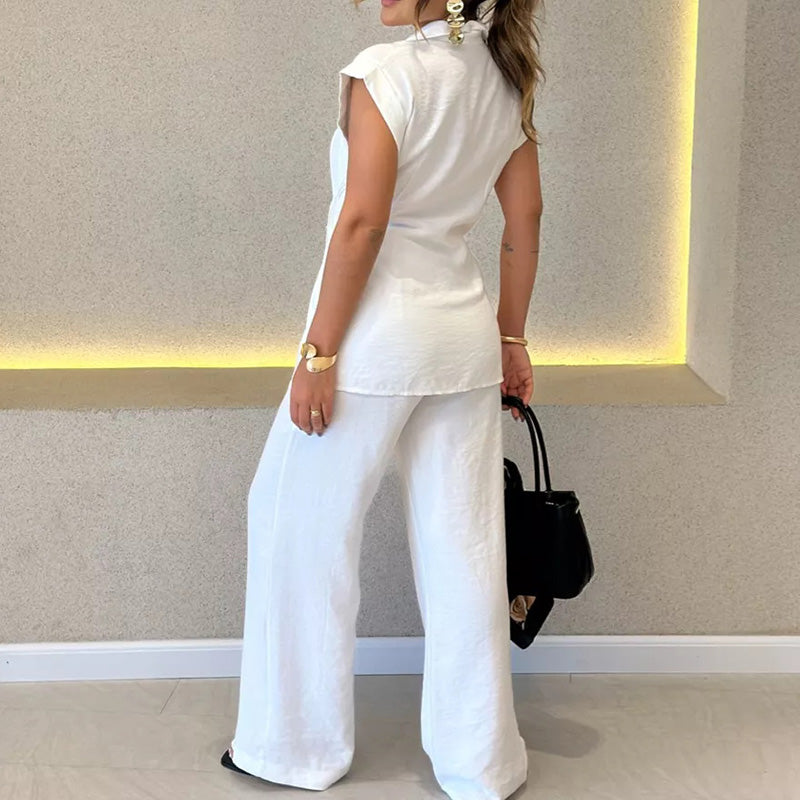 ⏳Time-limited Special⏰Elegant Waisted Top & Casual Pants Set