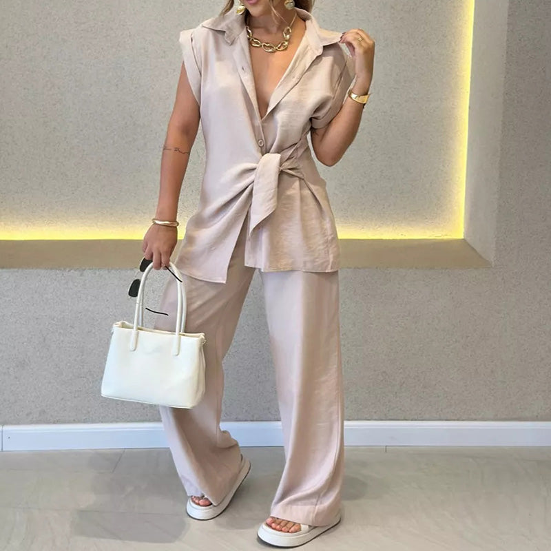 ⏳Time-limited Special⏰Elegant Waisted Top & Casual Pants Set