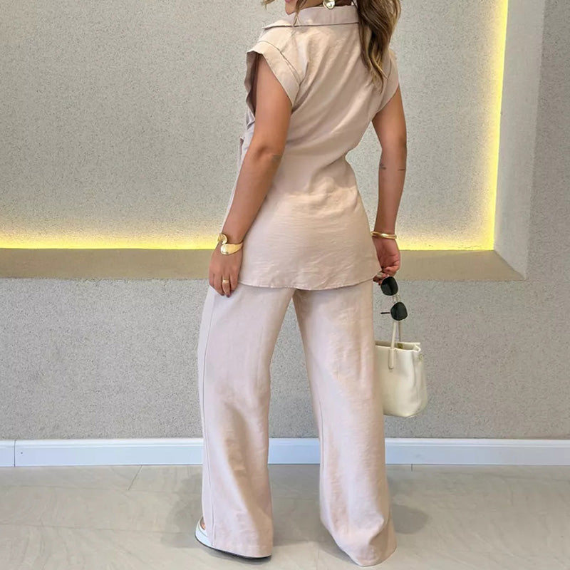 ⏳Time-limited Special⏰Elegant Waisted Top & Casual Pants Set