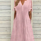 ⏰Hot Sale 49% Off💃Women's Elegant V-Neck Hollow-Out Solid Dress