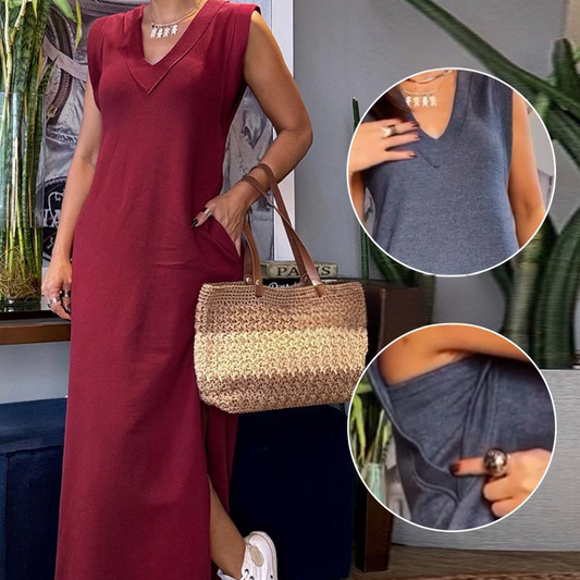 💕What should I wear tomorrow?💕Women's V-Neck Sleeveless Split Maxi Dress