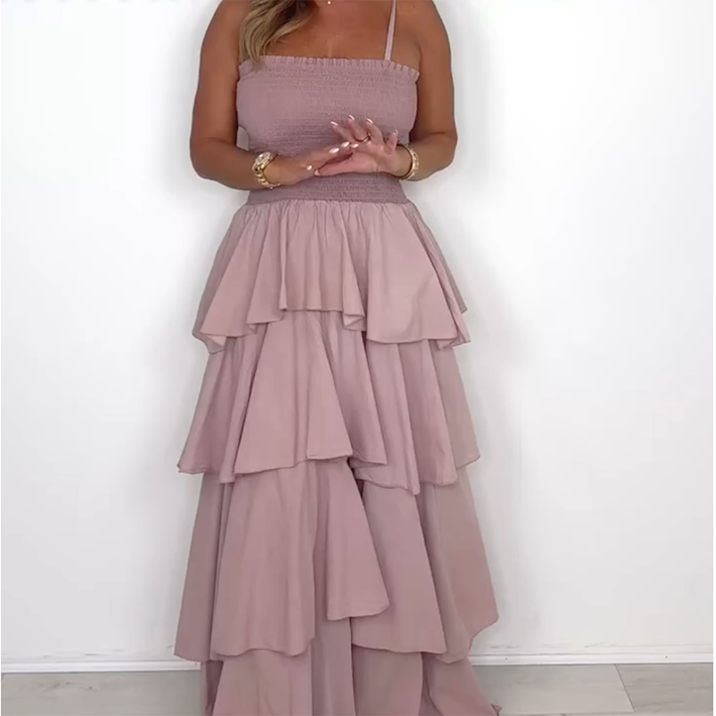 ✨2025 New Arrivals ✨Solid Color Spaghetti Tiered Skirt
