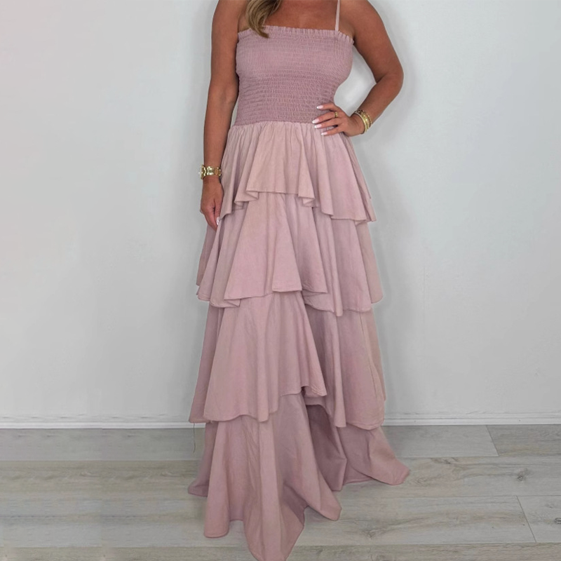 ✨2025 New Arrivals ✨Solid Color Spaghetti Tiered Skirt