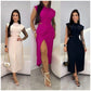 ⏳Time-limited Special⏰Women's Elegant Cap Sleeve Split Dress