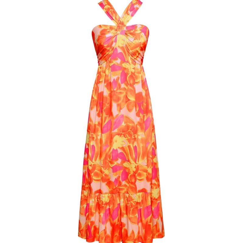 🌺Cross Halter Sleeveless Floral Printed Dress💃