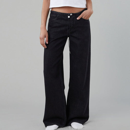 🎀 Salt and sweet! Drawstring adjustable low-rise wide-leg pants for multiple wears 👖