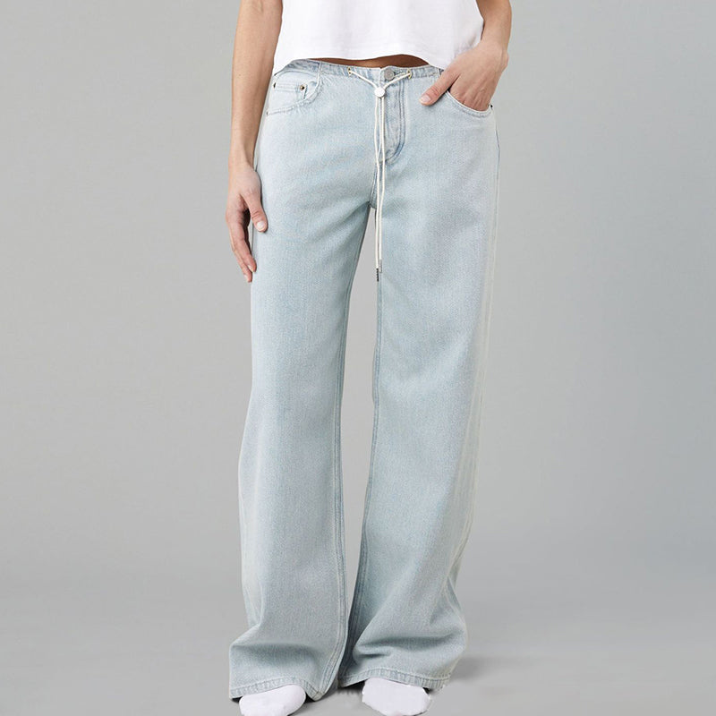 🎀 Salt and sweet! Drawstring adjustable low-rise wide-leg pants for multiple wears 👖