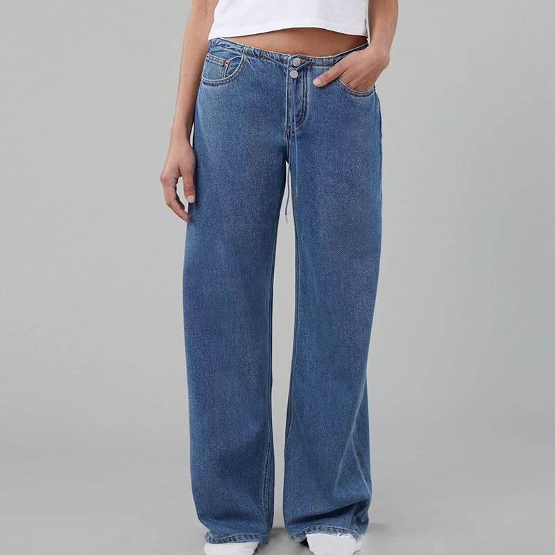 🎀 Salt and sweet! Drawstring adjustable low-rise wide-leg pants for multiple wears 👖