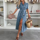 👗Women's Denim Button-Down Shirt Dress💙