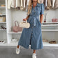 👗Women's Denim Button-Down Shirt Dress💙