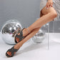 Open Toe Slope Heel Rhinestone Sandals