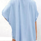 🔥Hot Sale 50% Off💥Women's Casual Button Short Sleeve Slit Hem Shirt Solid Color Tops