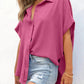 🔥Hot Sale 50% Off💥Women's Casual Button Short Sleeve Slit Hem Shirt Solid Color Tops