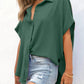 🔥Hot Sale 50% Off💥Women's Casual Button Short Sleeve Slit Hem Shirt Solid Color Tops