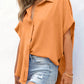 🔥Hot Sale 50% Off💥Women's Casual Button Short Sleeve Slit Hem Shirt Solid Color Tops
