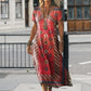 Women's Printed V-Neck Short-Sleeve Long Dress